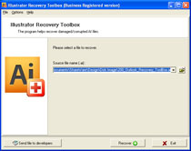 Скриншот 1 из 1 программы Illustrator Recovery Toolbox