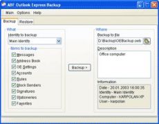 Скриншот 1 из 2 программы ABF Outlook Express Backup