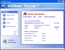 Скриншот 1 из 1 программы WINner Tweak