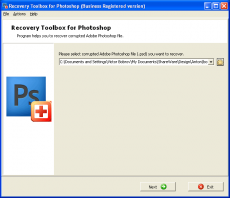 Скриншот 1 из 1 программы Recovery Toolbox for Photoshop