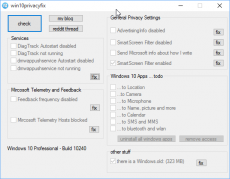 Скриншот 1 из 1 программы Windows 10 Privacy Fixer