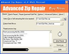 Скриншот 1 из 1 программы Advanced Zip Repairer