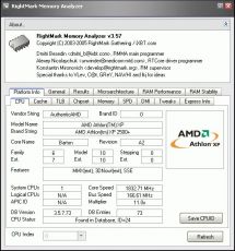 Скриншот 1 из 1 программы RightMark Memory Analyzer