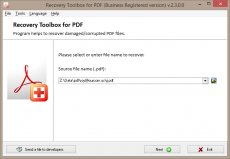 Скриншот 1 из 1 программы Recovery Toolbox for PDF
