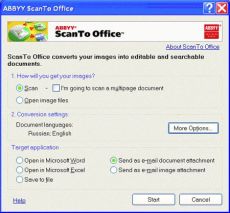 Скриншот 1 из 2 программы ABBYY ScanTo Office