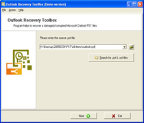 Скриншот 1 из 1 программы Outlook Recovery Toolbox