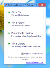 Скриншот 1 из 3 программы Taskbar Pinner