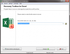 Скриншот 1 из 1 программы Recovery Toolbox for Excel