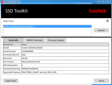 Скриншот 1 из 1 программы SanDisk SSD Toolkit