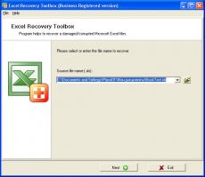 Скриншот 1 из 1 программы Excel Recovery Toolbox