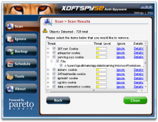 Скриншот 2 из 2 программы XoftSpySE Anti-Spyware