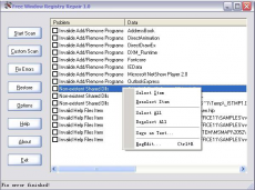 Скриншот 1 из 1 программы Free Window Registry Repair
