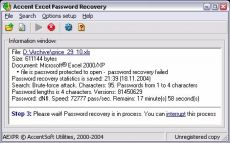 Скриншот 1 из 1 программы Accent Office Password Recovery