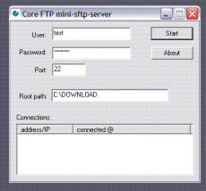 Скриншот 1 из 1 программы Core FTP Mini SFTP Server