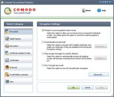 Скриншот 1 из 2 программы Comodo SecureEmail