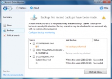 Скриншот 1 из 4 программы Acronis Drive Monitor