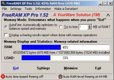 Скриншот 1 из 1 программы FreeRAM XP