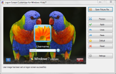 Скриншот 1 из 1 программы VSLogonScreenCustomizer