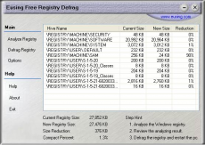 Скриншот 2 из 2 программы Eusing Free Registry Defrag
