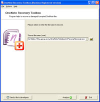 Скриншот 1 из 1 программы OneNote Recovery Toolbox