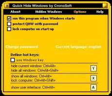 Скриншот 1 из 1 программы Quick Hide Windows