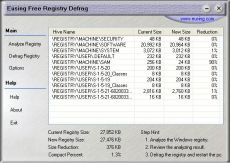 Скриншот 1 из 2 программы Eusing Free Registry Defrag