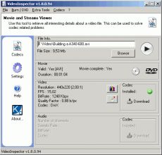 Скриншот 1 из 1 программы VideoInspector
