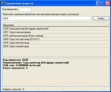 Скриншот 1 из 1 программы Справочник вредных веществ